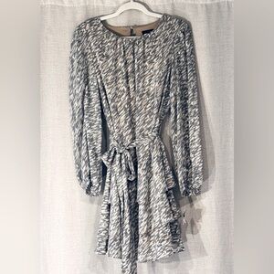 Halogen Black and White Bishop Sleeve Cocktail Dress